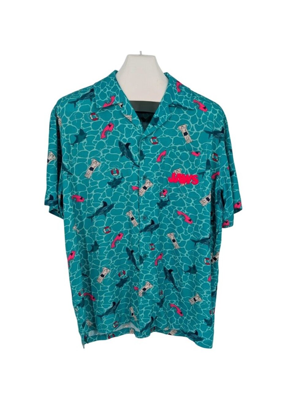 Jaw Shark Water Button Up 50th Anniversary Coastal Cosplay Streetwear Y2K Medium